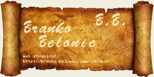 Branko Belonić vizit kartica